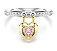 Bague avec motif Idyllia, Tailles variées, Cœur, Rose, Finition mix de métal 58