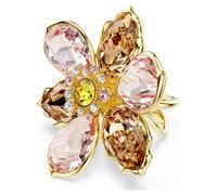 Bague avec motif Idyllia, Tailles variées, Fleur, Multicolore, Doré à l’or 18 carats (750/1000) 52