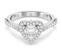 Bague avec motif Una Angelic, Tailles variées, Cœur, Blanche, Métal rhodié 50