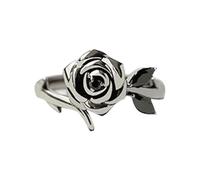 Bague avec rose pour l'amour brûlé et survivé, un design avec une touche individuelle et sophistiquée. Bague réglable, One Size, Zinc, Pas de pierre précieuse