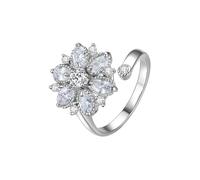 Bague avec Un Anneau Alliance Femme 60 Argent Or Blanc 9 Carats Moissanite Fleur avec Pierre Précieuse Blanche Mère pour Épouse Mariage Bijoux