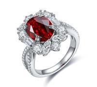 Bague avec Un Anneau Anneaux Femme 925 Créé Ruby Fleur avec Rubis Synthétique de 3,9 CT Taille Lesbienne pour Mesdames Cocktail Bijoux