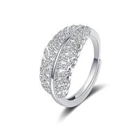 Bague avec Un Anneau Bague de Fiançailles Or Blanc Argent 9 Carats Diamant de Laboratoire Feuille avec Pierre Précieuse Taille Tante pour Sœur Nouvel An Bijoux