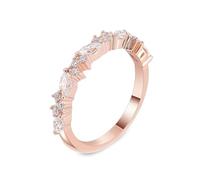 Bague avec Un Anneau Bague en Moissanite Or Rose 9 Carats avec Moissanite de Forme Marquise Et Ronde Taille Épouse pour Sœur Nouvel An Bijoux