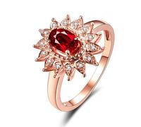 Bague avec Un Anneau Bague Femme Or Rose Or 18 Carats Ruby Créé en Laboratoire Forme Ovale Taille Solide Non Plaqué Populaire pour Épouse Fête Des Mères Bijoux