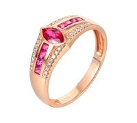 Bague avec Un Anneau Bague Homme 55 Or Rose 18 Carats Ruby Créé en Laboratoire Rangée de Forets avec Rubis Rouge et Diamant de 0,565 CT Taille Solide Non Plaqué Populaire pour Sœur Mariage Bijoux
