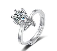 Bague avec Un Anneau Bague Moissanite Femme Argent Or Blanc 18 Carats Feuille avec Pierre Précieuse Taille Mesdames pour Épouse Nouvel An Bijoux