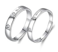 Bague avec Une Pierre Bague Argent 925 Femme Alliance Argent Sterling Étoile Filante à Souhaits Réglable Populaire pour Couple Homme Tante Fiançailles Bijoux