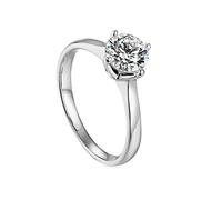 bague, Bague en or blanc 14 carats for femme, sertie d'une moissanite blanche ronde de 0,8 carat à quatre griffes, idéale for un anniversaire(14k White Gold,N 1/2)