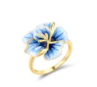 bague, Bague fleur en argent sterling 925 et émail, anneaux zircone cubique blanche for femmes([A] Clover Flower,9)