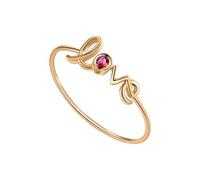 bague, Bagues en or jaune 9 carats for femmes, amour de mariage avec rubis rond solitaire(H 1/2)