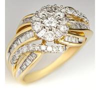 Bague bicolore torsadée en forme de fleur avec halo pavé de zircones cubiques pour femme