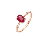 Bague Bijoux Alliance Femme Rubis Or Rose 14 Carats Au585 Bague Fine avec Rubis Ovale de 0,9 CT Taille Solide Non Plaqué Moderne pour Épouse Saint Valentin Bijoux