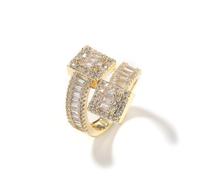 Bague Bling pour petit doigt pour hommes - Plaquée or 18 carats, sertie de zircone cubique carrée - Bijoux hip-hop pour hommes et femmes - Bague de luxe pour les soirées