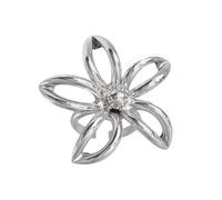 Bague Bohème Fleur De Frangipanier Ajourée Et Ajustable - Anneau Épais Et Confortable Au Design Floral - Bijou Élégant Et Hypoallergénique Pour Anniversaire, Plage, Mariage Ou Fête Chic (Argent)