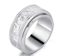 Bague bouddhiste tibétaine en argent sterling avec mantra pour homme et femme, bague avec six vraies syllabes Om Mani Padme Hum, taille 8-11