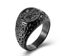 Bague boussole nordique viking en acier titane, bague vintage pour homme avec symbole viking