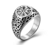 Bague boussole nordique viking en acier titane, bague vintage pour homme avec symbole viking