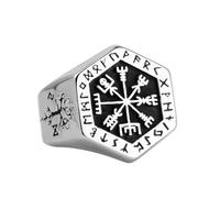 Bague Boussole Viking - Anneau Nordique en Acier Titane Ajustable pour Hommes, Style Aventure(10)