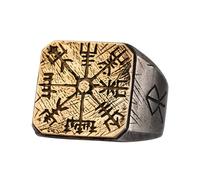 Bague Boussole Viking en Argent Sterling 925 avec Incrustations de Bronze - Bijou Nordique Ajustable pour Homme, Bague Symbole Viking