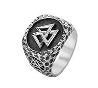 Bague Boussole Viking Vegvisir Pirate Pour Homme - Symbole Triangle Odin Nordique Bague en Acier Inoxydable Valknut - Bijoux Amulette Polis Hip Hop Classiques Faits À la Main