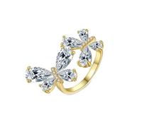 Bague Breloque Gravure Alliance Femme 50 Or 14 Carats Moissanite avec Pierre Précieuse Papillon Sœur pour Épouse Nouvel An Bijoux