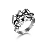 Bague Breloque Gravure, Bijoux Argent Homme Personnalisé Acier Inoxydable Taille 59 16.1mm en Forme de Griffe à Plusieurs Niveaux Personnalisable