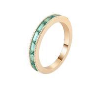 Bague Breloque Personnalisable Anneau Or 18 Carats Émeraude Créée Délicat Taille Lesbienne pour Tante Nouvel An Bijoux