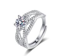 Bague Breloque Personnalisable Bague de Fiancaille Argent Or Blanc 14 Carats Moissanite Forme en « X » Taille Mère pour Lesbienne Fiançailles Bijoux