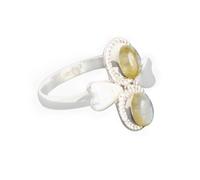 Bague cabochon en argent sterling 925 avec pierre de lune arc-en-ciel 5 x 3 mm fait main argent bague pierre naturelle pour femme cadeau mariage anniversaire J 1/2 49 (15.6)