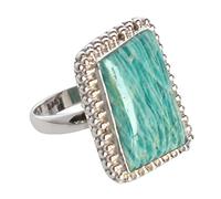 Bague cabochon fantaisie en argent sterling 925 avec amazonite | Bijoux faits à la main en pierre précieuse bleue | 19 x 13 mm pour femme T 1/2, 62 (19,70)