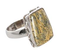 Bague cabochon ovale en argent sterling 925 | Bijoux faits à la main avec pierres précieuses vertes | Bague en argent sterling X 1/2, 68 (21,60) pour femme