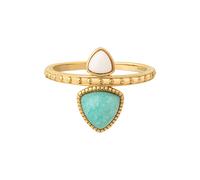 bague cai en argent massif 925 plaqué or amazinite agate blanche triangles fe...