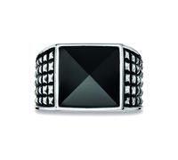bague cai men en argent massif 925 rhodié poli onxy noir structure homme