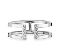 bague cai women en argent sterling 925 rhodié 10 x topaze blanche Fine Line f...