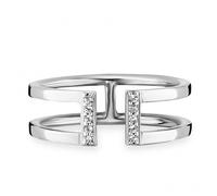 bague cai women en argent sterling 925 rhodié 10 x topaze blanche Fine Line f...