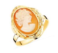 Bague camée en or 18 carats, à tête ovale de 19 x 14 mm et lunette sculptée 59