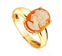 Bague camée ovale en or 18 carats, 12 x 9 mm, avec griffes 59