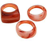 Bague carrée 3 pièces/ensemble en résine acrylique géométrique lisse unisexe bague exquise pour un usage quotidien Pratique et définition