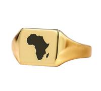 Bague carrée représentant une carte d'Afrique | Argent sterling 925 plaqué or | Bijou cadeau, chevalière style vintage, bijou hypoallergénique fait main | LK_PDR_01381_11