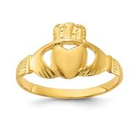 Bague celtique Claddagh celtique en argent sterling 925, ton or, poli, nœud de la trinité irlandaise - Cadeau pour femme - Tailles disponibles : L à P, Métal