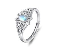 Bague celtique en argent sterling 925 avec pierre de lune réglable vintage triangle celtique bague bijoux cadeau pour femme, Argent sterling, Pierre de lune