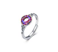 Bague celtique pour femme en argent sterling 925 Réglable Bague Celtique en cristal pour les filles bijoux celtiques cadeaux pour maman grand-mère femme petite amie soeur amis (Volcan de cristal)