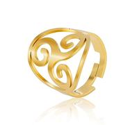 Bague Celtique Triskele Triquetra Triskelion Ancienne Spirale Nœud de la Trinité Amulette de Protection Bijoux en Acier Inoxydable Cadeaux pour Femmes Noël (Style 2-Or)