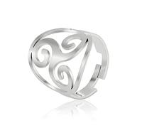 Bague Celtique Triskele Triquetra Triskelion Ancienne Spirale Nœud de la Trinité Amulette de Protection Bijoux en Acier Inoxydable Cadeaux pour Femmes Noël (Style 2-Argent)