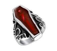 Bague Cercueil Squelette - Bague Gothique Biker, Baguee Cercueil Vampire en Acier Inoxydable avec Émail Époxy Sang Violet, Bijoux Gothiques Unisexe, Durable 2,4x2,4x1,7cm, Baguee Statement 20g