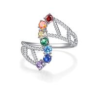 Bague chakra pour femme en argent sterling réglable - Bijoux de guérison des chakras - Cadeau pour maman, fille, amateur de yoga, Argent sterling