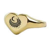 Bague chenille en forme de cœur | Argent sterling 925 plaqué or | Bijou cadeau, chevalière style vintage, bijou hypoallergénique fait main | LK_PDR_00977_11