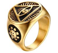 Bague chevalière en acier inoxydable pour homme Eye Of Providence Gold-18mm