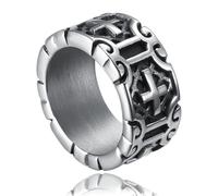 Bague chevalière vintage noire pour homme, en acier titane, faite main, style punk hip-hop. Accessoires de bijoux.